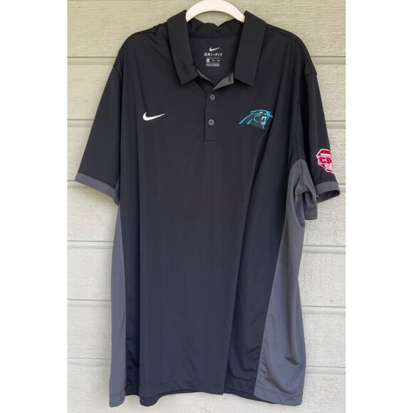 Nike Other - Nike Mens Carolina Panthers Dri-Fit Short Sleeve Polo Black Grey Size XXL
